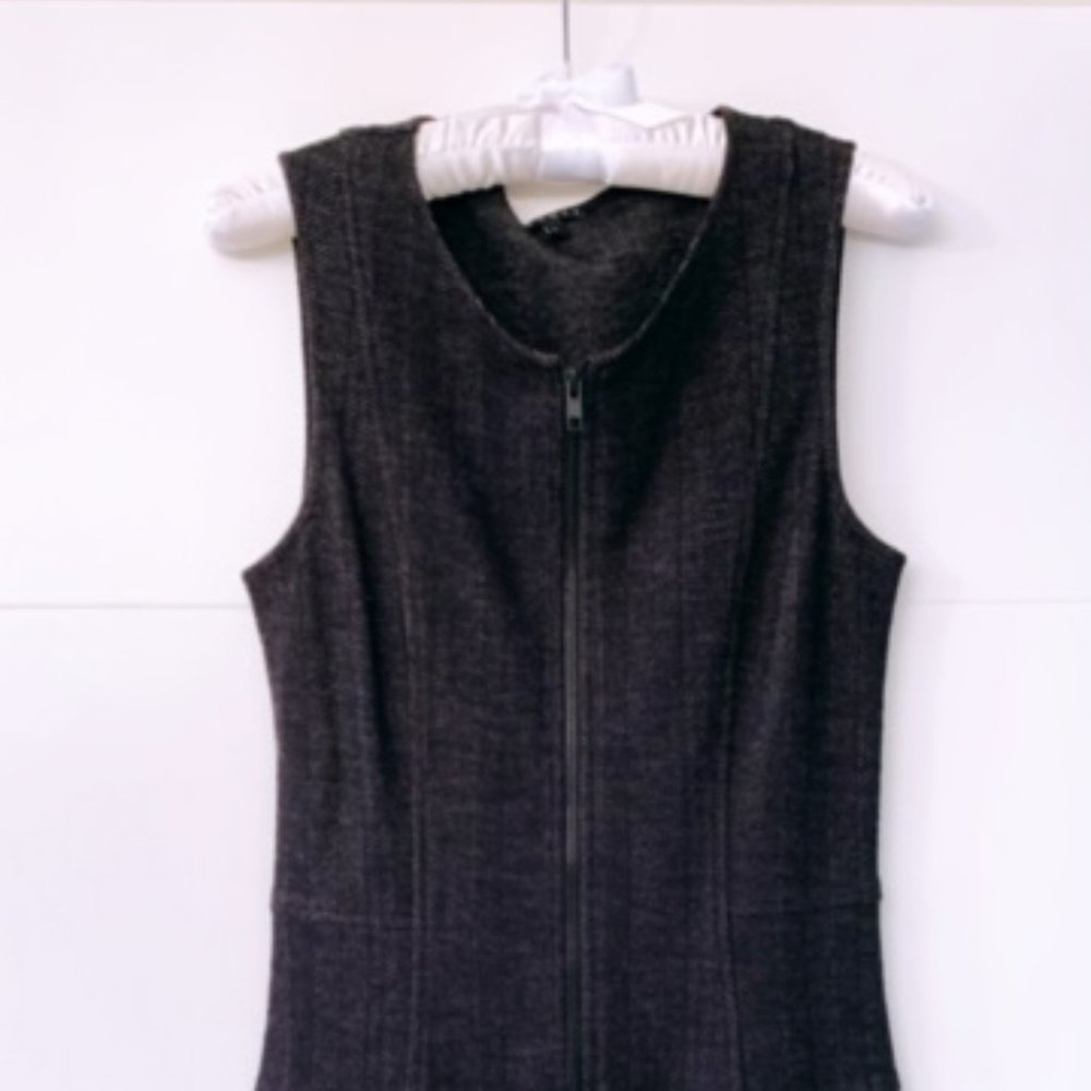 Theory Sleeveless Zipper Front Wool Dress Charcoal